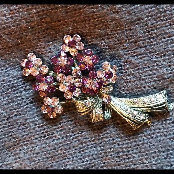 Source Unknown Jewelry - Forget-Me-Not Rhinestone & Silver-Tone Brooch Pin